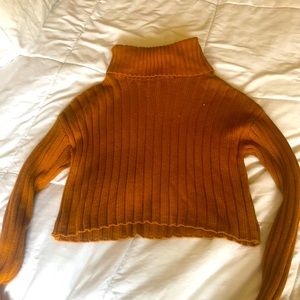 Brown cropped turtleneck sweater